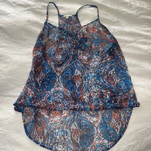 Blue & Orange Paisley High-Low Top